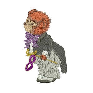 Teddy Bear James - machine embroidery design by Sue Box in 2 sizes