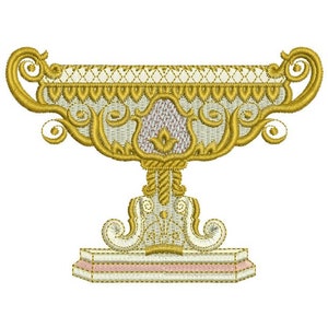 Gold Antique Bowl - A Romantic Era  - machine embroidery design by Sue Box in 2 sizes