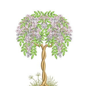Flowers and Fancy tree - Machine embroidery design by Sue Box in 2 sizes