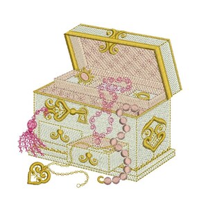 Schmuckschatulle - Eine romantische Era - Damen Stickdatei von Sue Box in 2 Größen