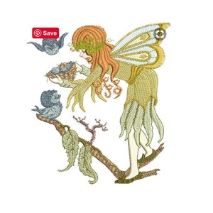 Maskinbroderidesign av Sue Box, älva Pippen, i 2 storlekar - Enchanted Fairy Treasures