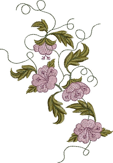 Flower Trails Embroidery Motif - 28 by Sue Box - Etsy