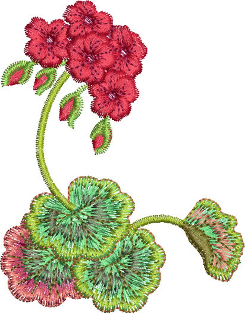 Geranium Corner 1 Machine Embroidery Design by Sue Box in 2 Sizes - Etsy