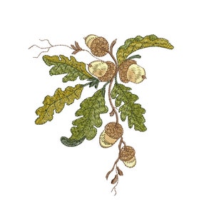 Acorn Corner Embroidery from the Woodland Treasures - machine embroidery design by Sue Box in 2 sizes