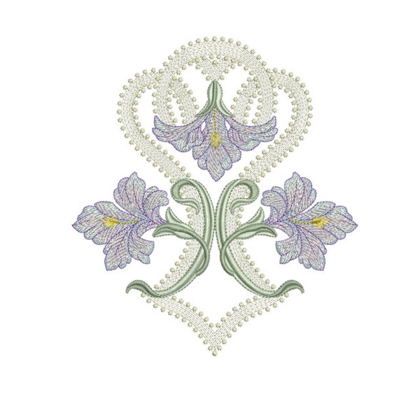 Flower Tribute - Art Nouveau Design 1 - Elegant machine embroidery design by Sue Box in 2 sizes