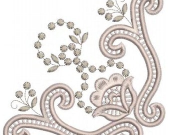 Cutwork Corner Embroidery Motif - 17 - Embroidery Inspirations - by Sue Box in 2 sizes