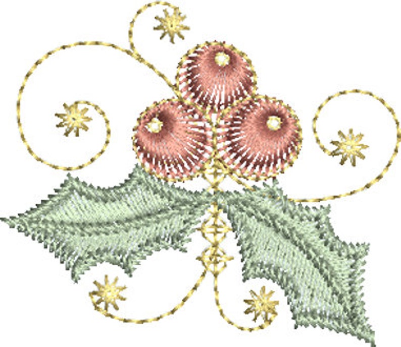 Christmas holly embroidery motif 15 sparkling christmas  etsy Christmas holly embroidery motif 15 sparkling christmas  etsy