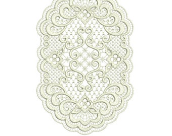 Lace - Oval Lace Doily Machine Embroidery design by Sue Box