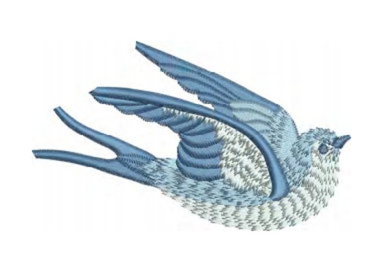 Blue Bird 3 Embroidery Motif 03 Everlasting Embroidery | Etsy