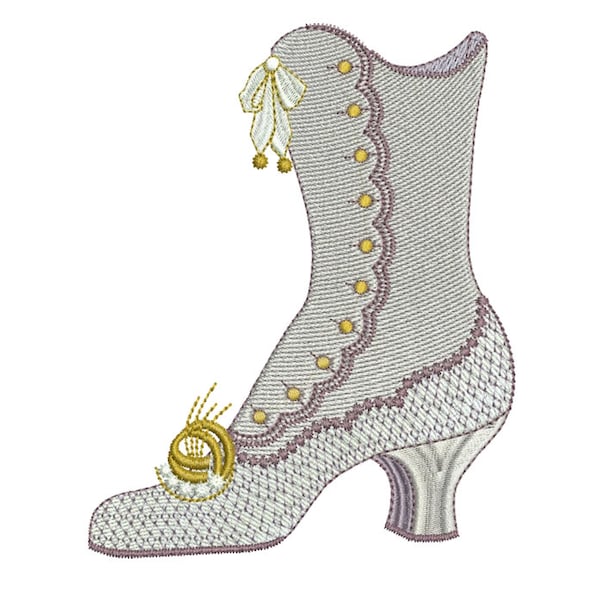 Dress Boot - Machine embroidery design by Sue Box in 2 sizes - Elegant Endearing embroidery