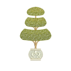 Topiary tree 3 - English Traditional Homes and Gardens - Machine embroidery design by Sue Box in 2 sizes