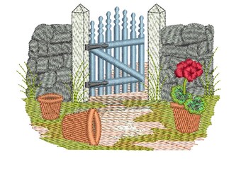 Garden Gate Machine Embroidery Design – Sue Box (Digital Download)