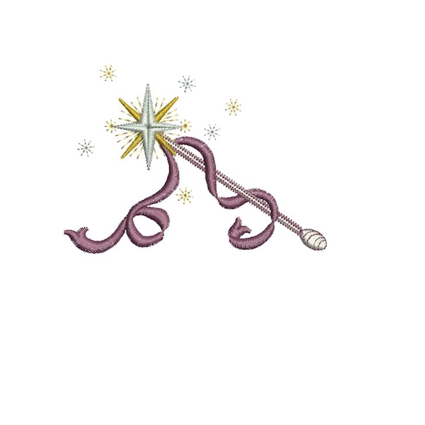 Magic Wand - Enchanted Fairy Treasures machine embroidery design by Sue Box in 2 sizes