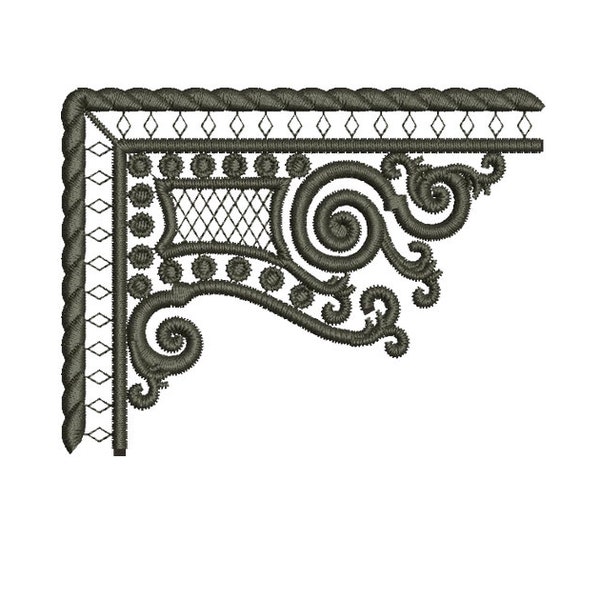 Wrought Iron Corner 2 - 25 - Traditional Homes and Gardens - Machine embroidery by Sue Box in 2 sizes