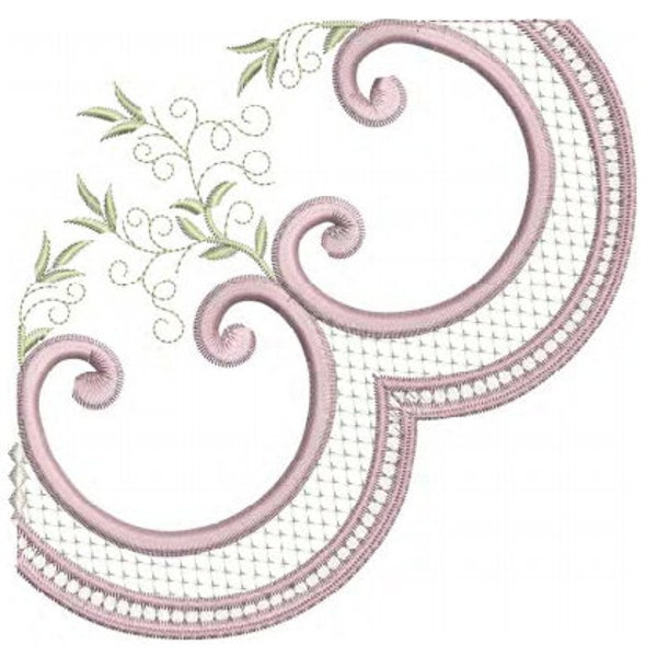 Classic Border Corner Embroidery Motif - 06 - Embroidery Inspirations - by Sue Box in 2 sizes