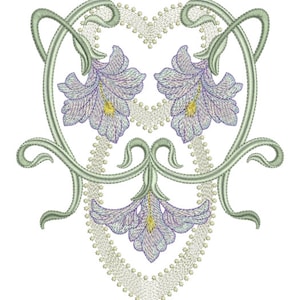 Floral Art Nouveau design 8 by Sue Box - Elegant machine embroidery design by Sue Box in 2 sizes