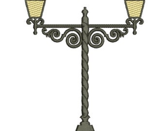 Lamp Wrought Iron - 29 - Traditional Homes and Gardens - Machine embroidery by Sue Box in 2 sizes