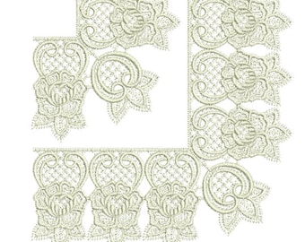 Abir Lace Border Corners - Machine Embroidery Design (Digital Download)