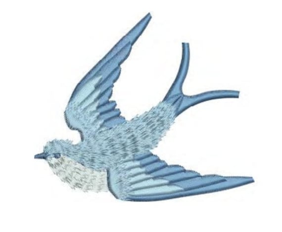 Blue Bird 2 Embroidery Motif 02 Everlasting Embroidery - Etsy