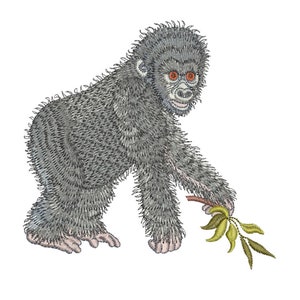 Gorilla machine embroidery design by Sue Box in 2 sizes