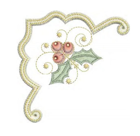 Christmas Napkin Corner Embroidery Motif 08 Sparkling Etsy