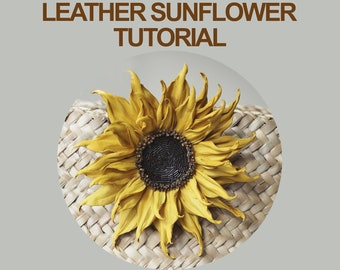 no specialist tool LEATHER FLOWER TUTORIAL,  leather pdf pattern, leather sunflower template, leather flower instructions