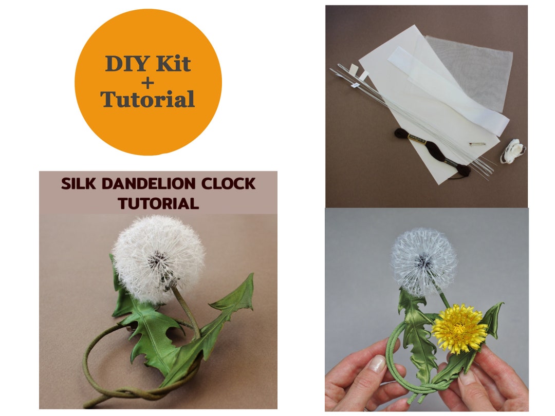 Special Offer SILK DANDELION Clock and Flower TUTORIAL + Diy Kit, Silk ...