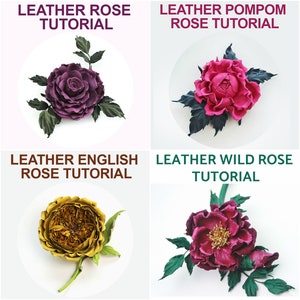 4 for the price of 3 leather ROSE tutorial bundle, rose pattern, leather flower template, rose tutorial, flower instructions, rose template