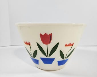 Complete Vintage Fire King Tulip Nesting Mixing Bowl Set 1940s Mid