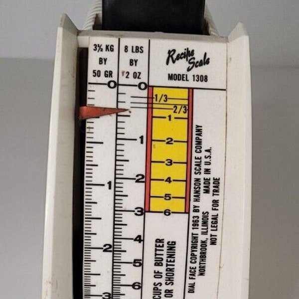 Vintage Hanson Kitchen Food Scale Made in USA 1963 Model 1308 Weigh Recipe Scale
