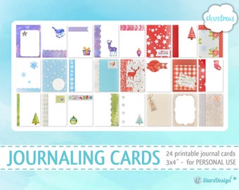 Christmas Printable Journaling Cards | 3x4 Project Life Journaling Cards | Pocket Scrapbook Cards | Pocket Cards | Digital Journal Cards