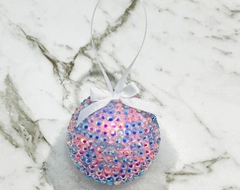 PETITE boule de gemme panachée rose et bleue « Fairy Floss » de 50 mm