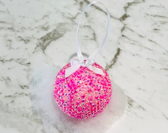 MEDIUM ‘Strawberry Kisses’ Variegated Pink 55mm Gem Bauble