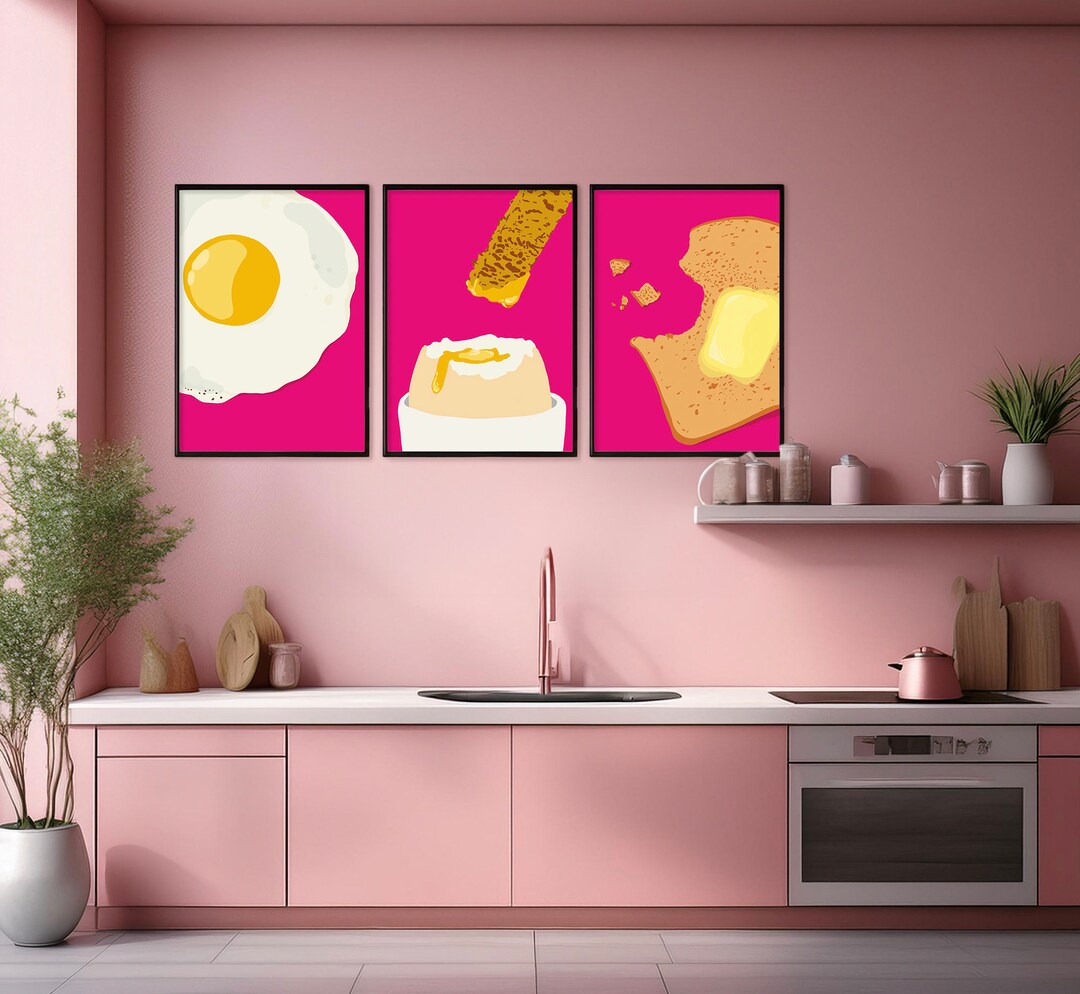 3 Printable Kitchen Posters, Breakfast, Egg, Toast, Butter, Print ...