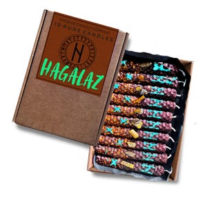 Velas Rúnicas Hagalaz – Cera de Abelha Chocolate com Olho de Tigre, Conjunto para Rituais Pagãos