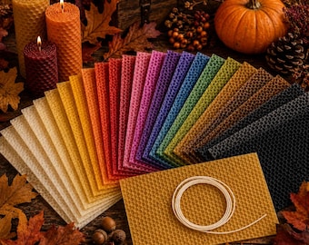 Beeswax Sheets for Candle Making | Natural Craft Supplies, Multiple Colours (Wick Included)