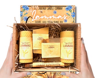 Magical Lammas Event Box with Altar Candles, Soap, Candle Dressing Kit, Anointing Oil & Celebration Guides