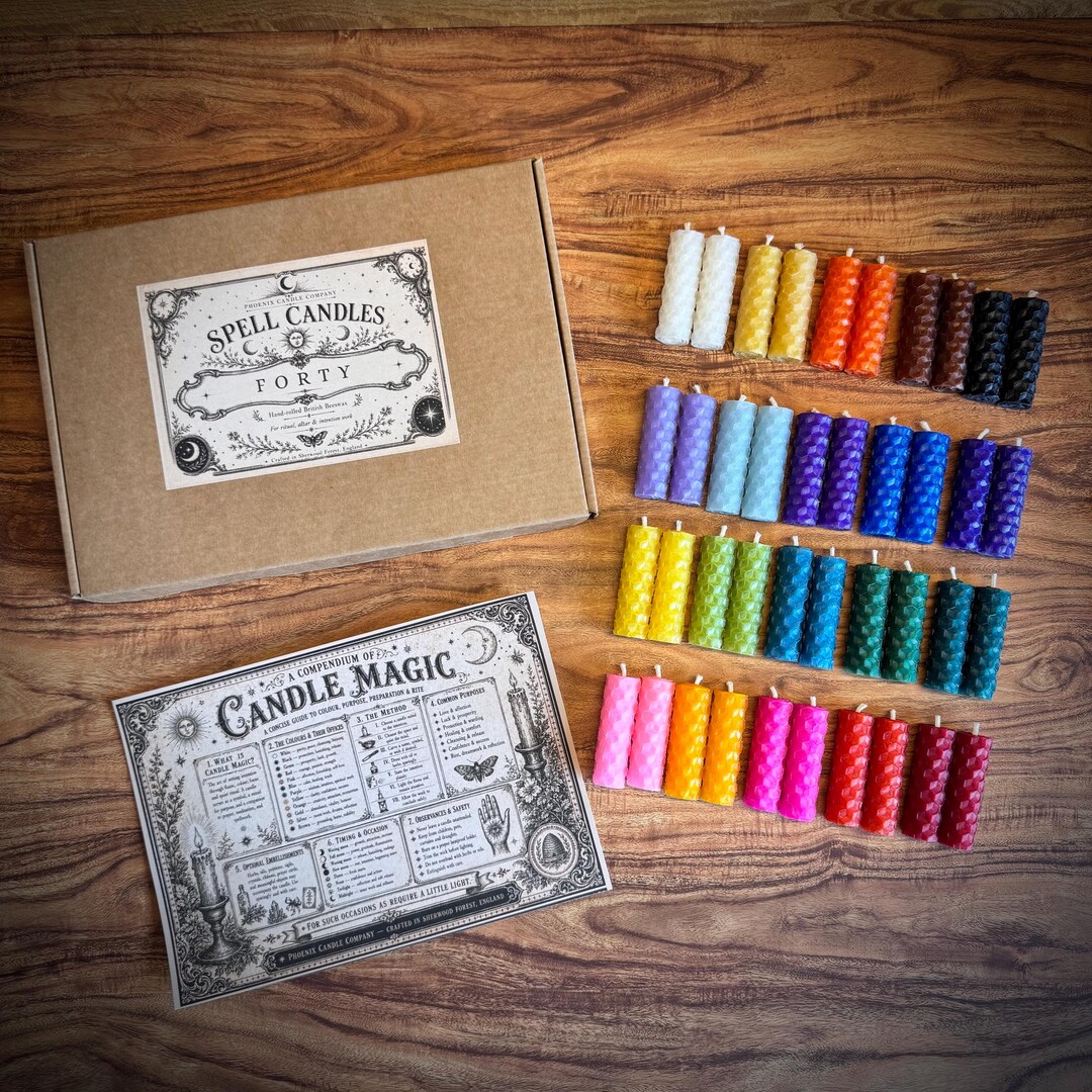 40 Mini Beeswax Spell Candles Set | Witchcraft Candle Magic Kit ...