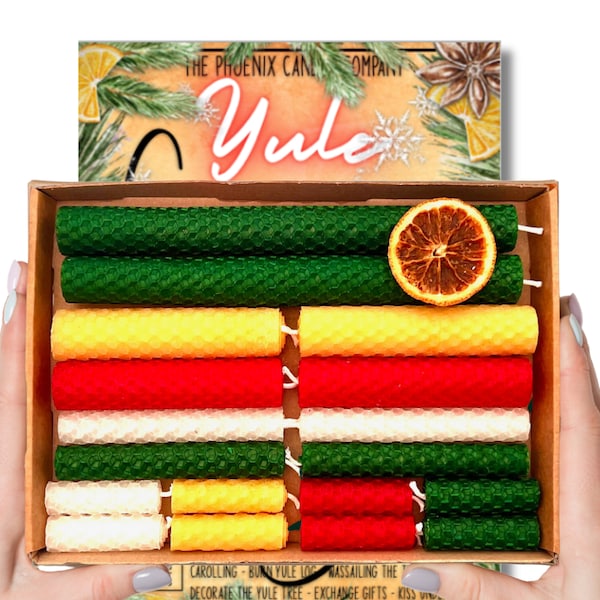 18 Yule Beeswax Altar Candles