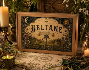 Zestaw rytualny Beltane | Zestaw upominkowy z motywem czarownic | Świece z wosku pszczelego, herbata rytualna, odświeżacz powietrza, woski do topienia i mydło | Zestaw Pagan Sabbat w Wielkiej Brytanii