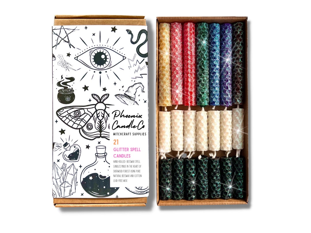 21 Glitter Beeswax Spell Candles Etsy UK