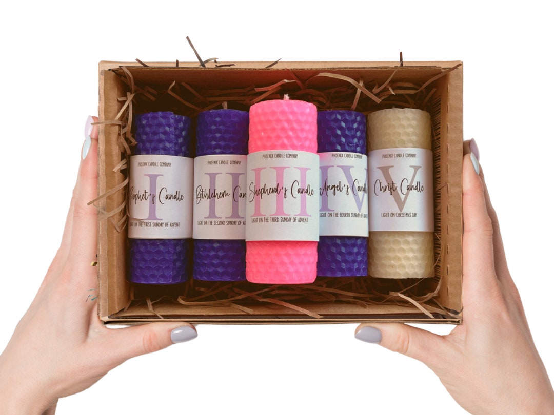 Advent Wreath Candles Set of 5 Beeswax Advent Prayers Instructions Hand