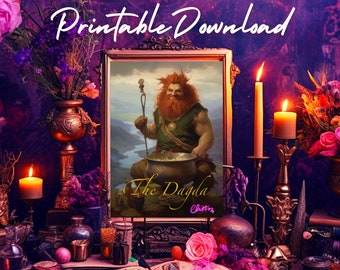 The Dagda 1 A4 Art Printable Download for Book of Shadows Pages