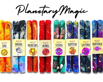 Pair of Hand-crafted Planetary Magic Altar Candles