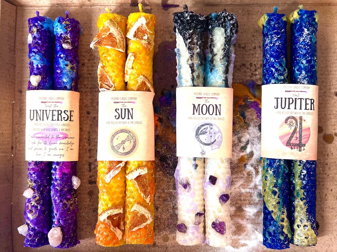 Pair of Hand-crafted Planetary Magic Altar Candles 8" - Etsy UK