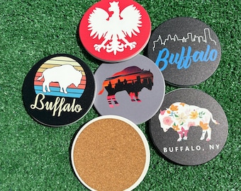 Buffalo Coaster Set Buffalo Home Decor Buffalo Drink Coasters Buffalo NY Coaster Set Buffalo Barware Buffalo Kitchen Decor Buffalo Drinkware