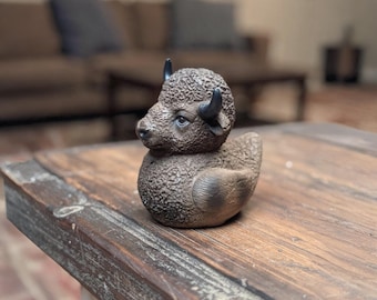 Buffalo Duck Resin Collectible Figurine Animal Statue Bison Desk Decor Gift Unique Shelf Buddy