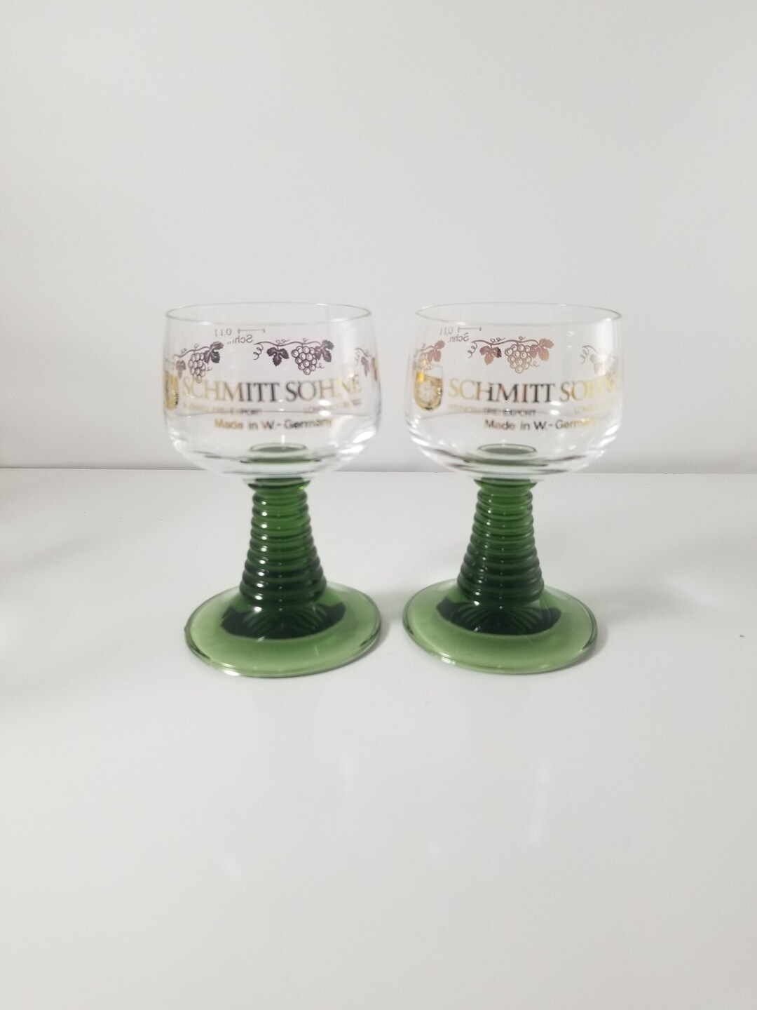 Green Stem Cordial Glasses Etsy