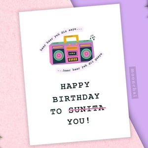 Carte drôle de joyeux anniversaire à Sunita, carte d'anniversaire, carte de Bollywood, carte d'anniversaire d'Asie du Sud, Asie du Sud | Cartes Desi, moonchai.co