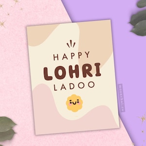 Carte Happy Lohri Ladoo, première carte Lohri de bébé, carte Lohri, cadeau de naissance - carte nouveau-né - Asie du Sud | Desi - moonchai.co